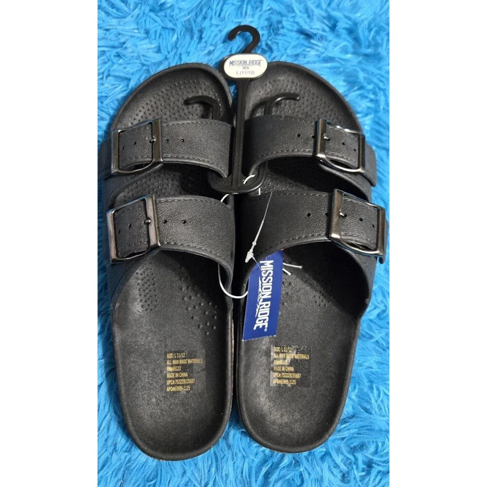 Mission Ridge Men's Black Double Strap Sandals Size Large 11/12